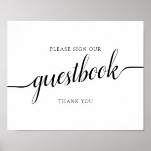 Black Calligraphy "Sign our Guestbook" Sign
