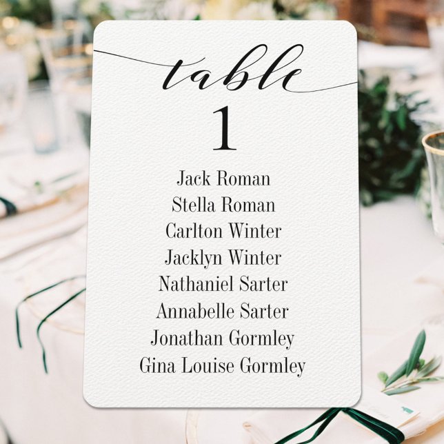 Black Calligraphy Wedding Seating Chart Cards (Creator Uploaded)