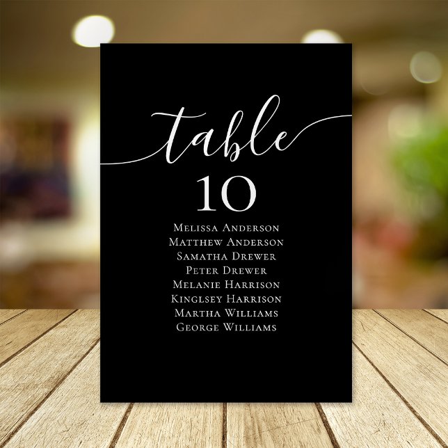 Black Calligraphy Wedding Table Seating Chart Number (Creator Uploaded)