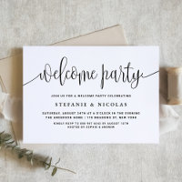 Black Calligraphy Welcome Party Invitation