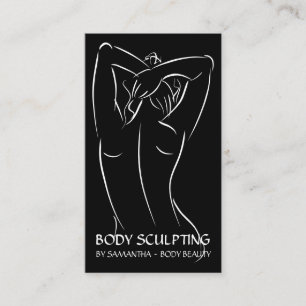 Black Calligraphy Woman Body Sculpting Contouring Business Card