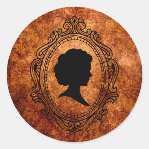 Black Cameo Orange Grunge Small Round Stickers