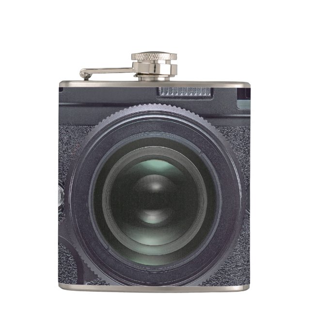 Black camera hip flask (Front)