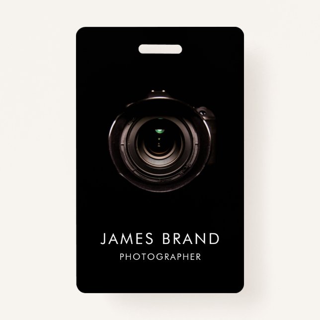 Black Camera Lens Photographer ID ID Badge (Front)
