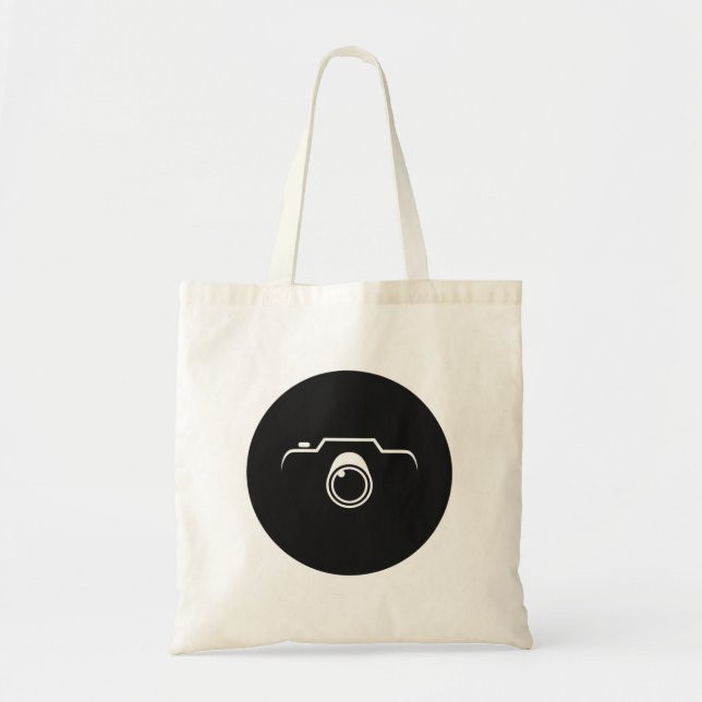 Black "Camera"  Tote Bag (Front)