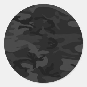 Black Camo Round Stickers