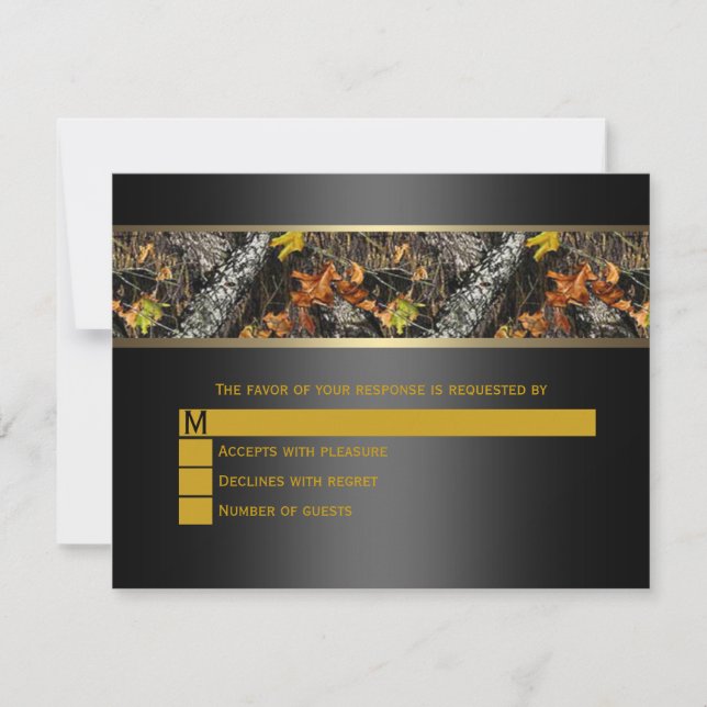 Black Camo Wedding RSVP Card (Front)
