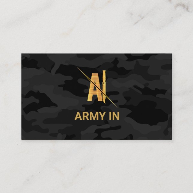 Black camouflage   business card (Front)