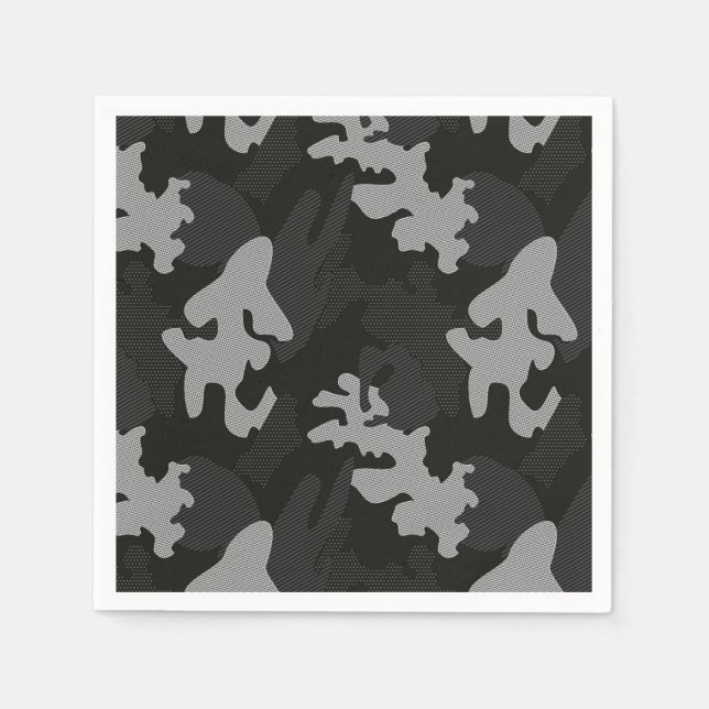 Black Camouflage Pattern Napkin (Front)