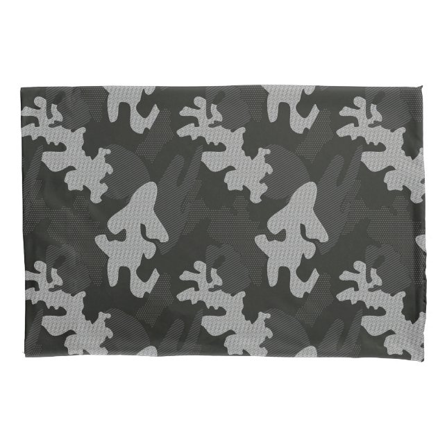 Black Camouflage Pattern Pillowcase (Front-Left)