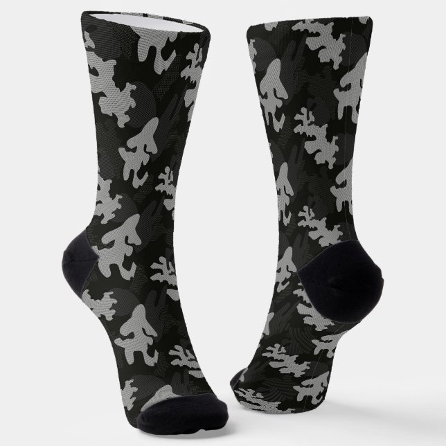 Black Camouflage Pattern Socks (Angled)