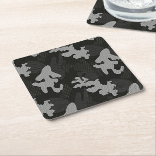 Black Camouflage Pattern Square Paper Coaster