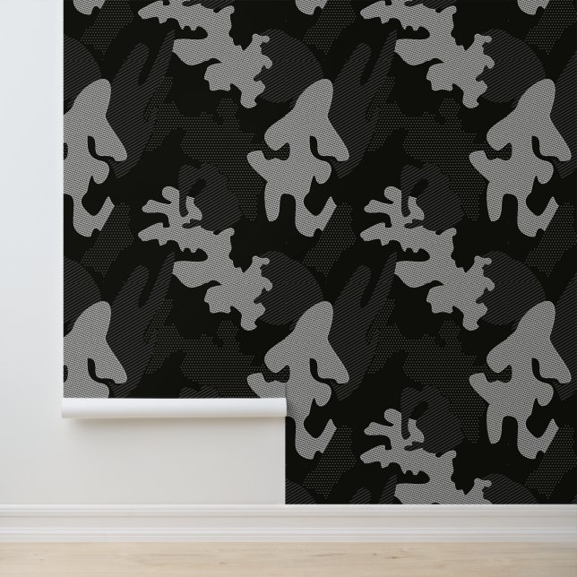 Black Camouflage Pattern Wallpaper (Application)