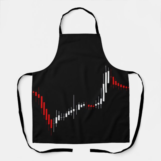 Black Candlestick Stock Market Chart Apron (Front)