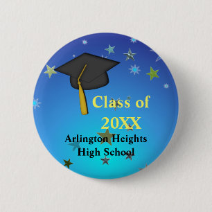 Black Cap and Stars Graduation Button