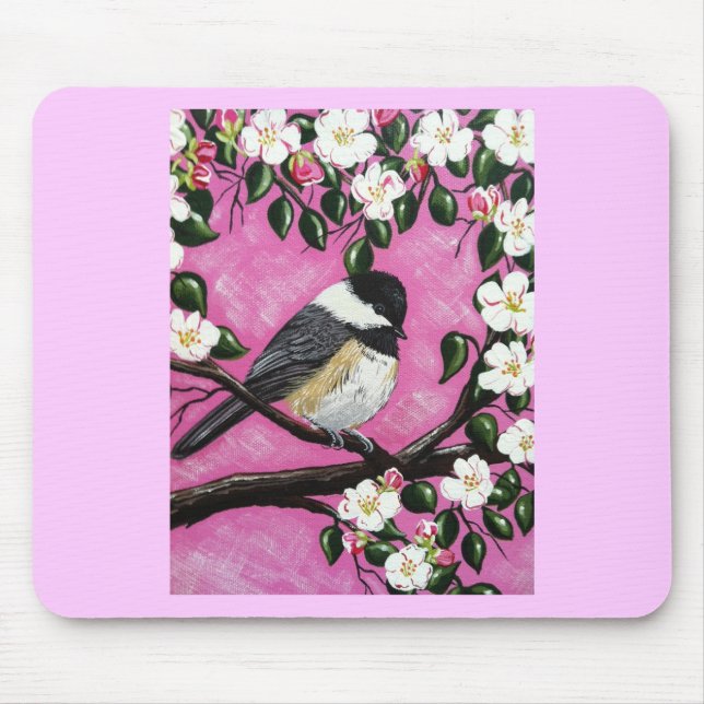 Black cap Chickadee Mouse Pad (Front)