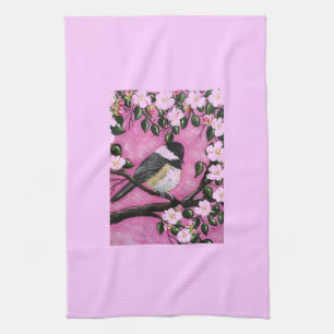 Black cap Chickadee Tea Towel
