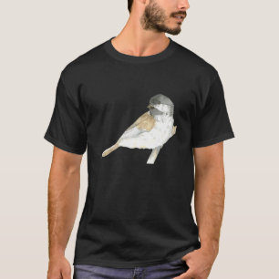 Black Cap Chickadee Watercolor Paintng Portrait Wi T-Shirt