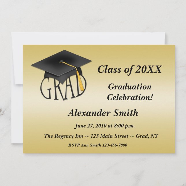 Black Cap Graduation Invitation (Front)