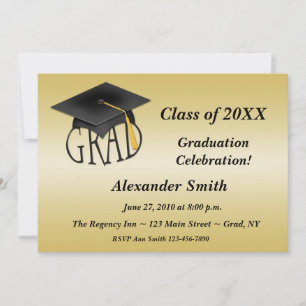 Black Cap Graduation Invitation