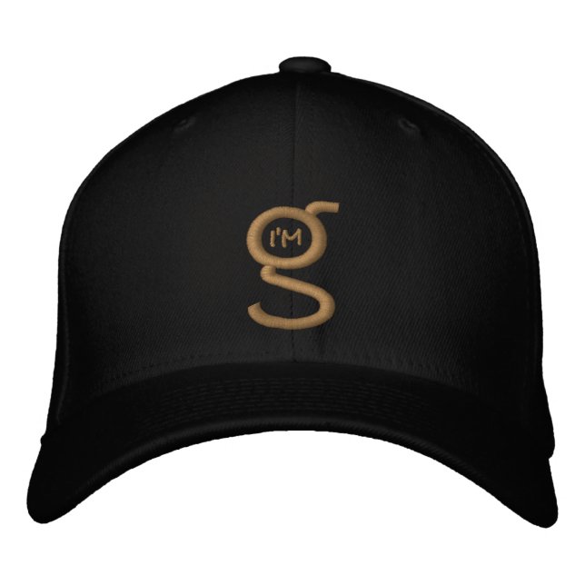 Black Cap w Carmel Cream Embroidered Logo (Front)