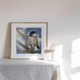 Black Capped Chickadee Art Poster