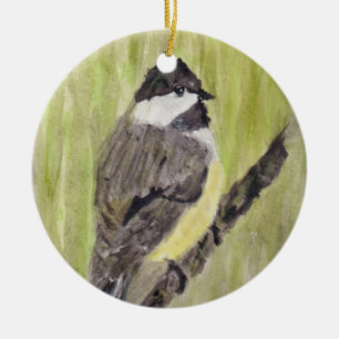 Black-capped Chickadee Bird - acrylic painting. Ceramic Ornament