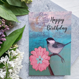 Black-Capped Chickadee Birthday Card