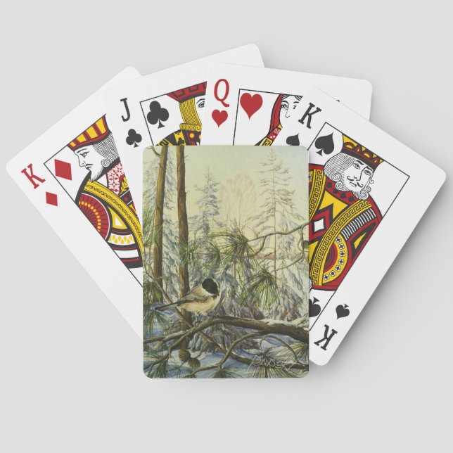 "Black-capped Chickadee" by Charlie Rapsky Playing Cards (Back)