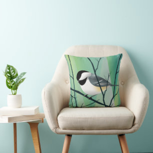 Black Capped Chickadee Cushion