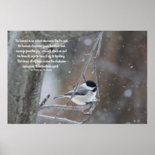 Black Capped Chickadee in Snow - Removable Text Poster