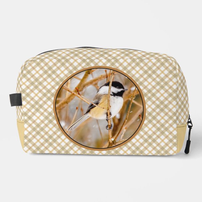 Black-Capped Chickadee in Winter Original Photo Dopp Kit (Front)
