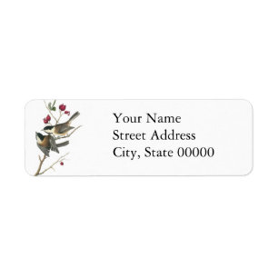Black-capped Chickadee, John Audubon Return Address Label