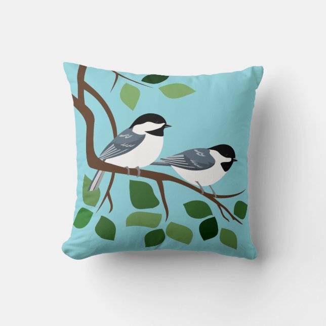 Black Capped chickadee On Branch Cushion (Front)