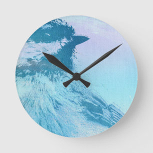 Black Capped Chickadee Print Round Clock