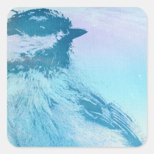 Black Capped Chickadee Print Square Sticker