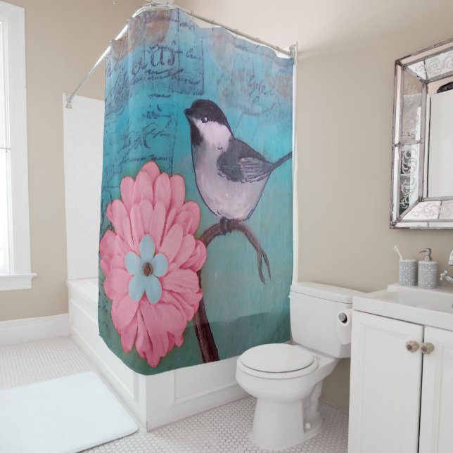 Black-Capped Chickadee Shower Curtain (In Situ)