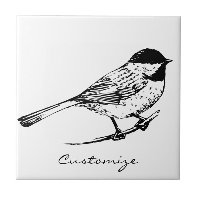Black-capped Chickadee Thunder_Cove Ceramic Tile (Front)
