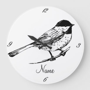 Black-capped Chickadee Thunder_Cove Large Clock