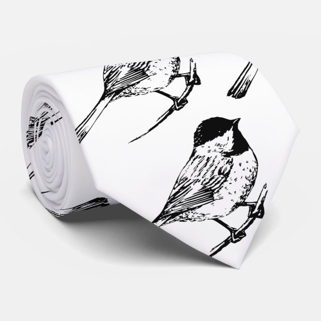 Black-capped Chickadee Thunder_Cove Tie (Rolled)