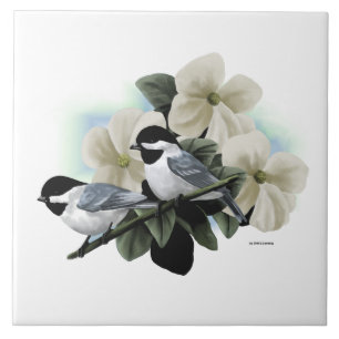 Black Capped Chickadee Tiles