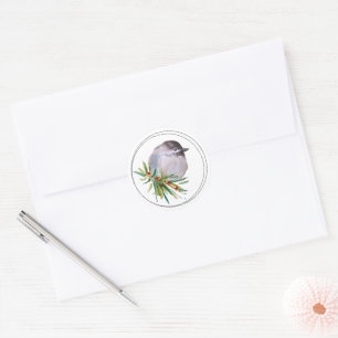 Black Capped Chickadee Watercolour Classic Round Sticker