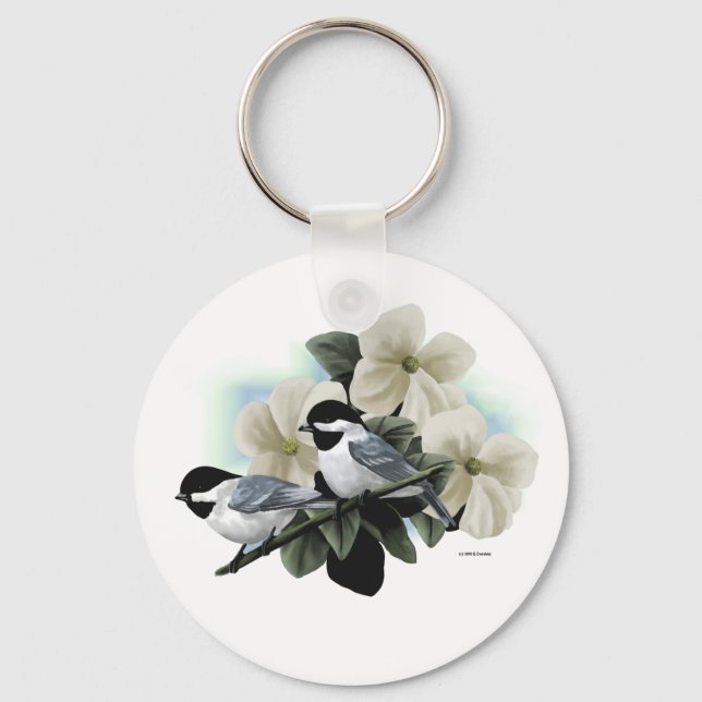 Black Capped Chickadees Keychain (Front)