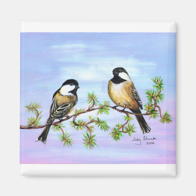 Black Capped Chickadees Magnet (Front)