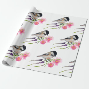 Black Capped Sweet Cute Chickadee Watercolor Art Wrapping Paper