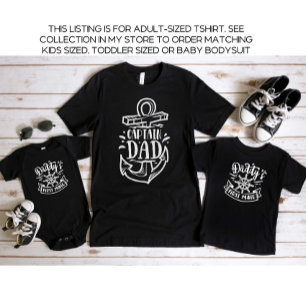 Black Captain Dad Daddy and Me Father's Day T-Shirt