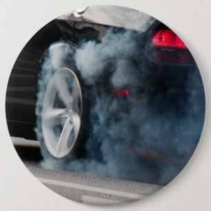 Black car burnout 6 cm round badge