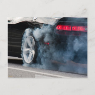 Black car burnout postcard