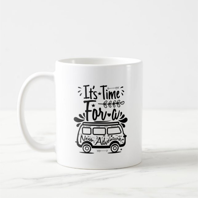Black Car Quote Attract About "Adventure" Coffee Mug (Left)