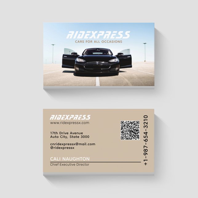 Black Car Rental Service Brown Business Card (Creator Uploaded)
